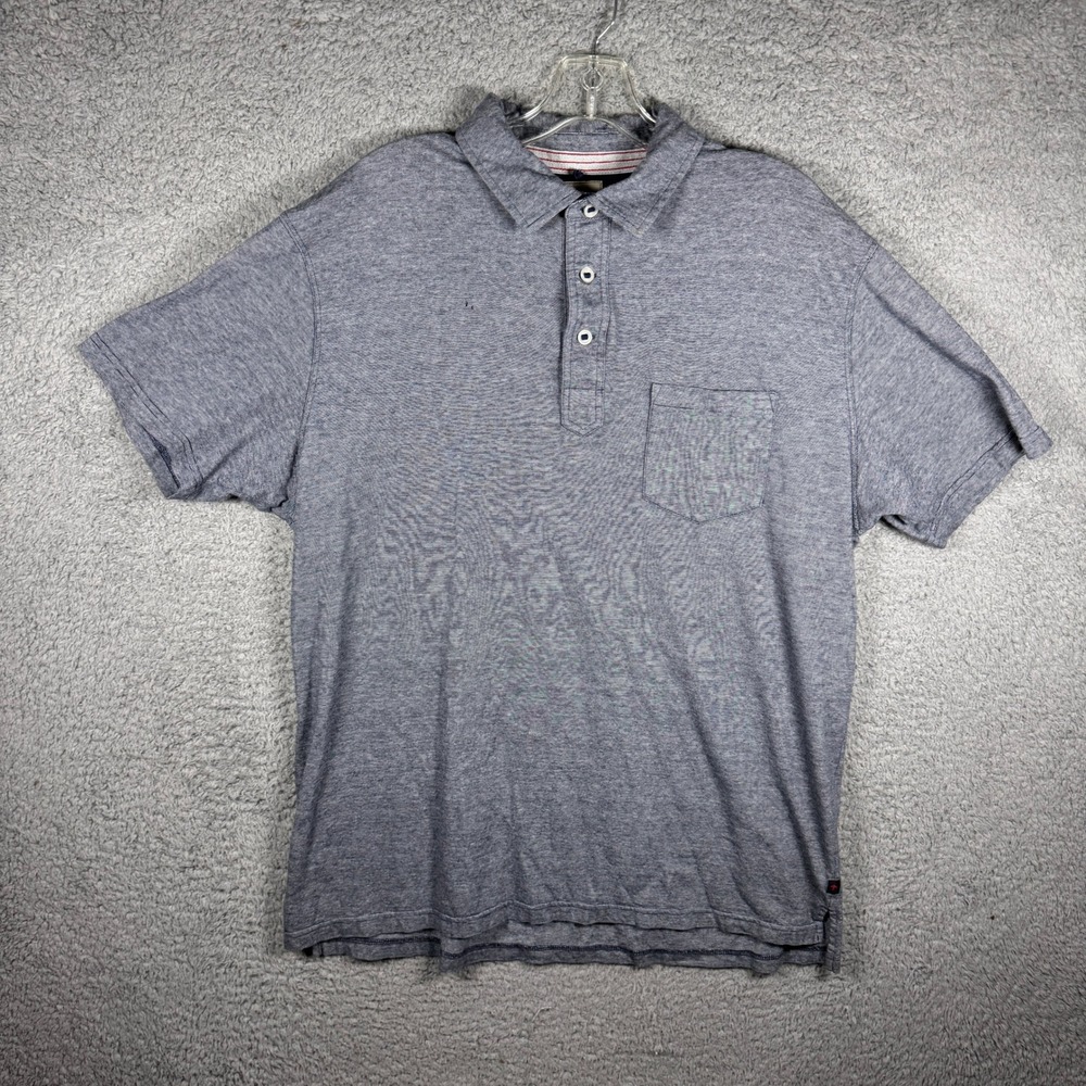 Relwen Mens 2X Blue Micro Stripe Cotton Short Sleeve Polo Shirt Chest Pocket